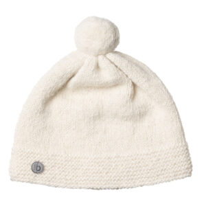 Kindermütze mit Pompom naturweiß