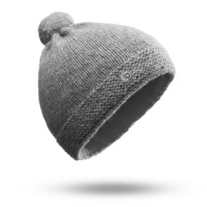 Kindermütze mit Pompom granit